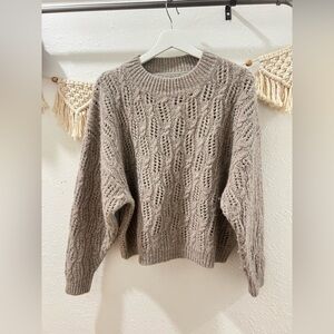 Brochu Walker Taupe Cable Knit Sweater